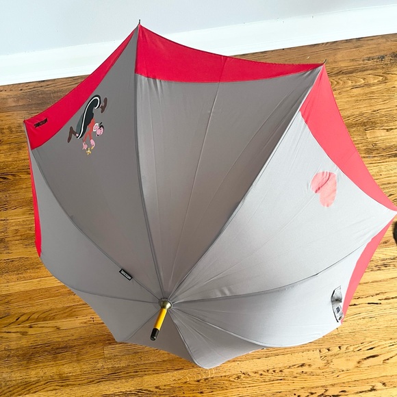 Vintage MOSCHINO Olive Oyl Grey & Red Umbrella ~ Made in Italy - Picture 10 of 12